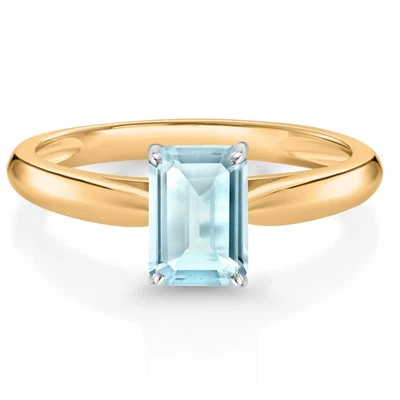 1.15 Cttw Sky Blue Topaz 10K Yellow and White Gold Solitaire Engagement Ring - Image 1 of 4