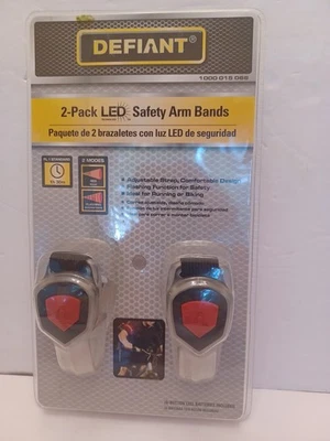 BANDAS DE BRAZO DE SEGURIDAD LED DESAFIANTES Paquete de 2 Trabajo/CORRER/CICLISMO/VISIBILIDAD NUEVAS Foto 1 de 4