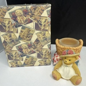 Enesco Cherished Teddies Girl Bear with Basket Candle Holder #353922L - Picture 1 of 15