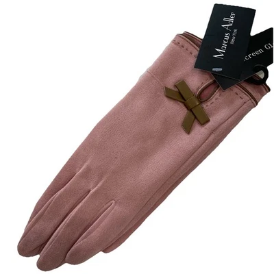 Guantes Marcus Adler imitación elastizados gamuza pantalla táctil talla única rosa con ribete tostado Foto 1 de 4