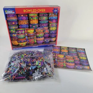 White Mountain 500pc jigsaw puzzle Complete Bowled Over Floral Pottery Bowls USA - Picture 1 of 17