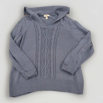 Dressbarn 3XL Cable Knit Shawl Neck Sweater Light Blue Multicolor Plus Size - Image 1 of 4