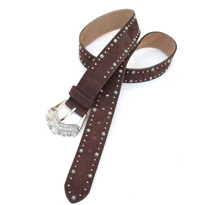 STREETS AHEAD brauner Ledergürtel Gr. M Southwestern Nieten türkis Steine neu ohne Etikett - Bild 1 von 9