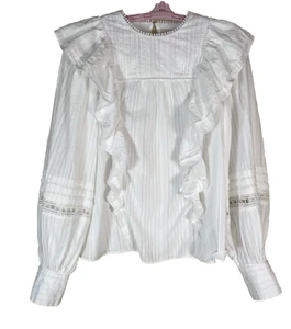 Ted Baker Silais Double Frill Cotton Blouse Ivory Women Ted 2 / US 4/6 - Picture 1 of 17