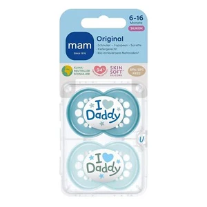 MAM ORIGINAL I love DADDY Silikon Schnuller Symmetrisch 6-16M + Sterilisier Box✅ - Bild 1 von 3