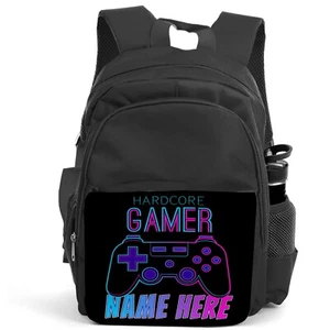 Personalised Gamer Backpack Boys School Bag Childrens Hardcore Rucksack KSU39 - Picture 1 of 5