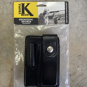 Soporte de luz y cuchillo Triple K Maglite Minimag cuero liso negro hecho en Estados Unidos BG2 - Imagen 1 de 6