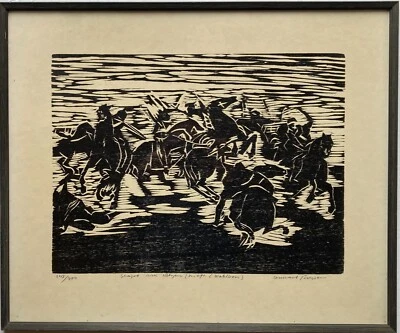 Lithografie Lennart Jönsson Schweden Krieger auf Pferden Schlacht - Bild 1 von 4