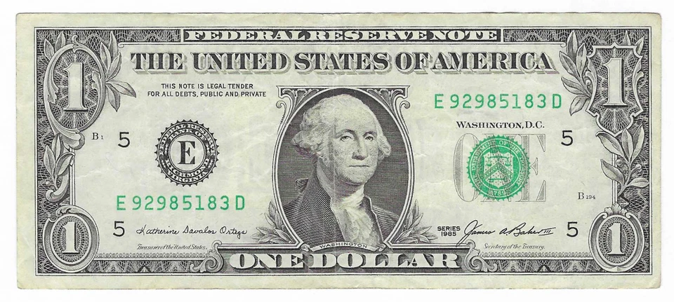 Series 1985 bill from E-D block, very hard to find older note, well preserved!! - Image 1 of 1