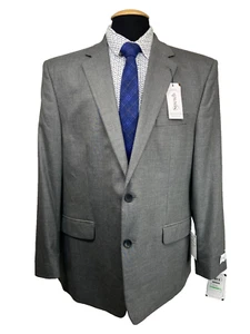 NEW J.M. HAGGAR Mens Gray STRETCH Classic Fit Suit Sport Coat Blazer Jacket 46R - Picture 1 of 14