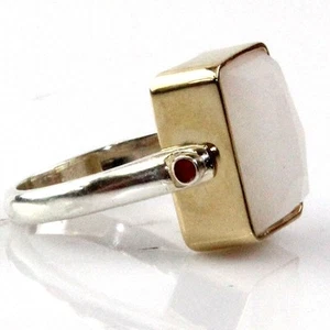 Neu 14k Gelbgold & Sterlingsilber Jade rotierender Ring - Bild 1 von 7