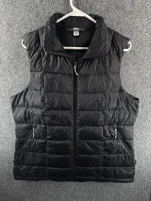 REI Co-op Down 650 Vest Women Full Zip Pockets Black XL Insulated Sleeveless - Image 1 of 4