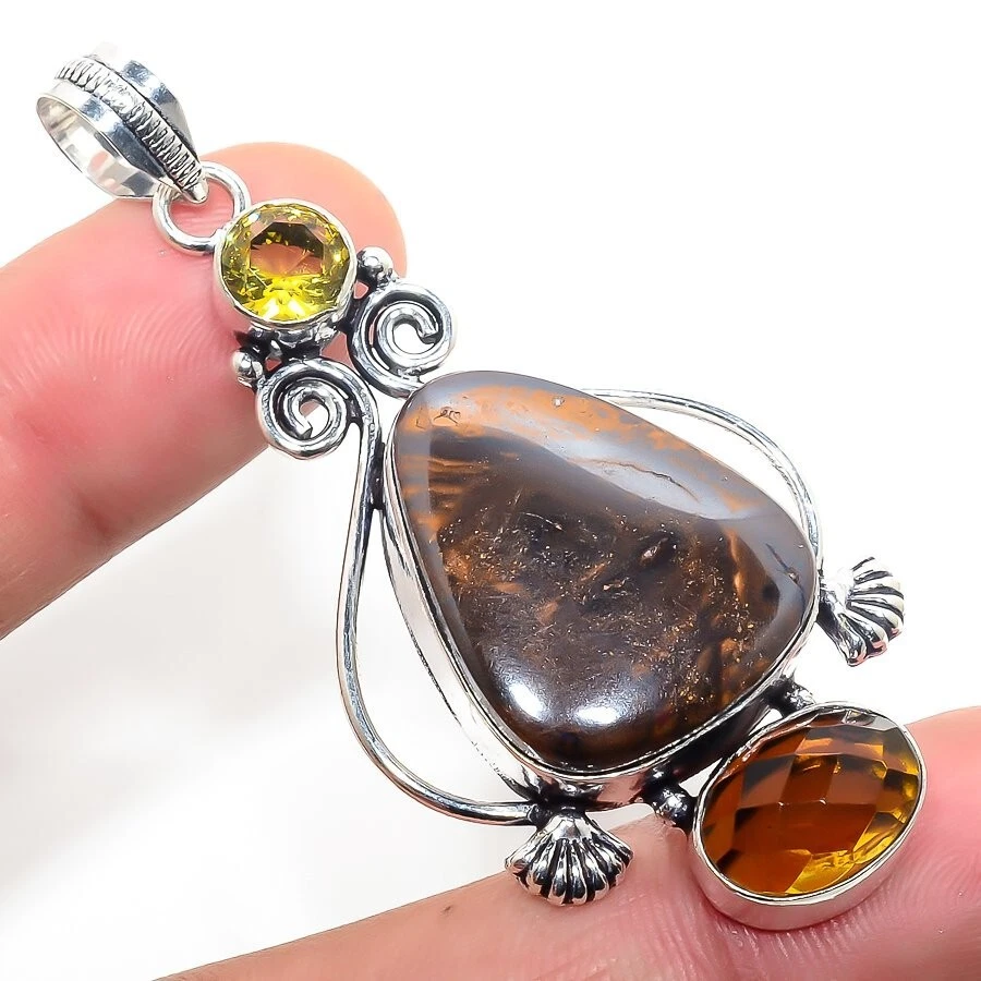 Natural Bauxite Gemstone 925 Sterling Silver Jewelery Pendant Size 2.75" - Image 1 of 1