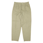 OLD RIVER Pleated Womens Trousers Green Relaxed Tapered Linen W30 L29