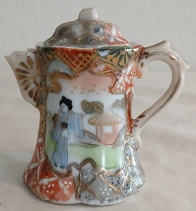 Mini Hand Painted Porcelain Japanese Teapot 2.5" Tall DAMAGED CHIPPED CRACKED - Picture 1 of 24