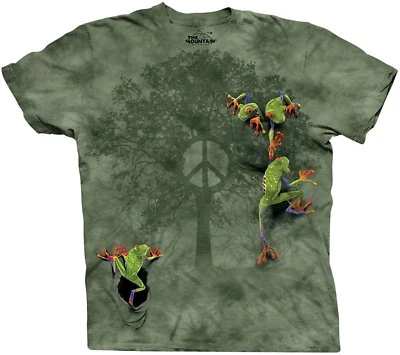 Peace Tree Frog Green Geico Nature Jungle Cute Amphibian Mountain T-Shirt 4X - Image 1 of 4