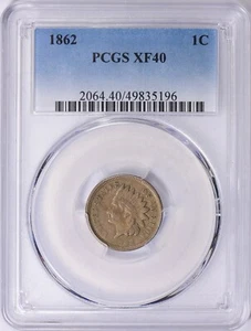 1862 - INDIAN HEAD CENT - PCGS XF 40 - Picture 1 of 2