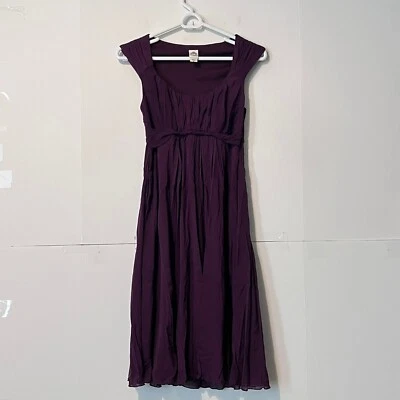 Vestido midi ciruela sangría para mujer talla 6 púrpura nailon acanalado cuello redondo Foto 1 de 4