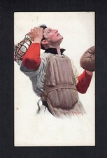 BASEBALL CATCHER | 1912 Edward Gross PC766 color postcard | Robert Robinson art