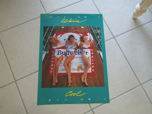 SEXY BUDWEISER BLANKET BUD GIRLS 19 3/4 X 27 3/4 POSTER MAN CAVE W/ Bonus pin - Picture 1 of 2
