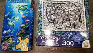 2 NEW SEALED PUZZLES 500 PIECE FISH OCEAN 300 COLOR ELEPHANT NICE! - Picture 1 of 1