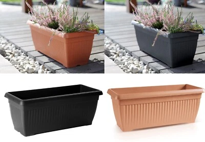 Trough Plant Pot Balcony box Plastic Bel Garden Patio Planter Terra 60 70 80cm - Image 1 of 4