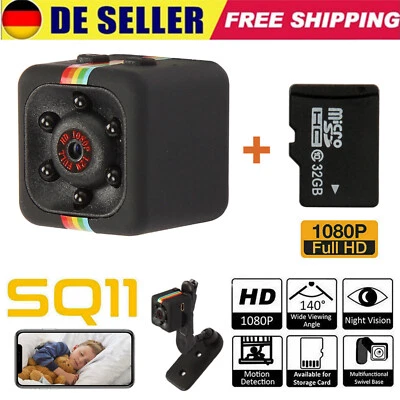 Mini-Kamera 1080P Full HD mit Nachtsichtmodus und Bewegungssensor Schwarz - Bild 1 von 4