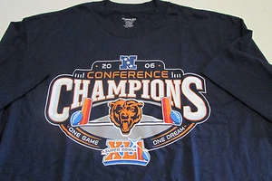 Adult L NFL Graphic Blue T-Shirt Short Slv Chicago Bears 2006 Conf. Champ Reebok - Picture 1 of 2