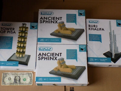 Historic Building Block Sets LOT ANCIENT SPHINX, TOWER OF PISA, BURJ KHALIFA New - Image 1 of 4