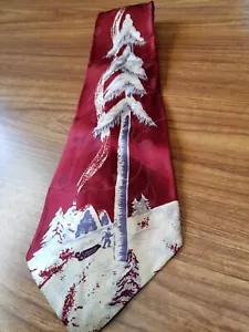 Mens Vtg. "Winter Wonderland" Wembley Retro/Vtg. Tie-Wine,Grey,Cream-Ski theme - Picture 1 of 6