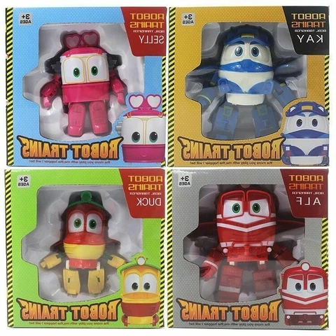 Robot Trains Transformers Action Figure Toy Kay Selly Alf Duck Models 4 Pcs/Set Cover
