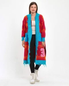 Colorful Fashion Cardigan, Long Hooded Cardigan, Open Front Cardigan, Sweater - Picture 1 of 4