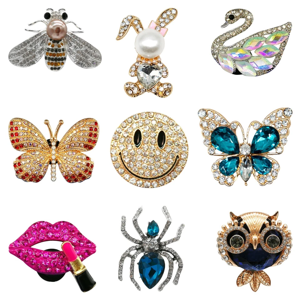 ONLINE CHARMS Krokusschuh Charms Jibbitz Bling Strass Kristall Diamant funkelndes Metall Gold