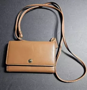 Cartera Coach Chequera Mujer Cuero Marrón Bandolera Correa Desmontable Magnética - Imagen 1 de 4