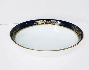 Noritake Legacy Mandalay 3393 Oval Vegetable Bowl 9.5” Gold on Cobalt Blue Mint - Picture 1 of 9