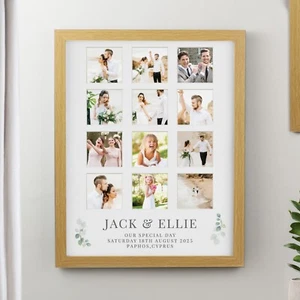 Personalised Large Multi Aperture Wedding Photo Picture Frame 12 Photos Gift - Picture 1 of 16