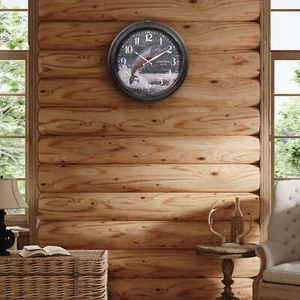 Clock 15.75" Indoor/Outdoor River Run Salmon Analog Quartz Wall Clock - Picture 1 of 5