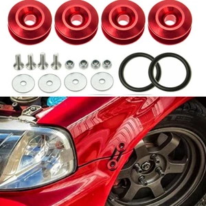 Red Aluminum JDM Quick Release Fasteners Bumper Car Trunk Fender Hatch Lids Kit - Picture 1 of 12