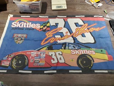 VINTAGE Skittles, Ernie Irvan #36, Pontiac 3 X 5 Flag. Nice Cover