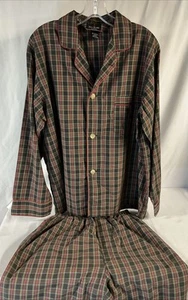 Conjunto de pijama Bill Blass de colección para hombre tejido M algodón tartán a cuadros puntada única rojo - Imagen 1 de 14