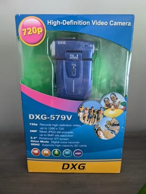 DXG-579V Blue 5.1 MP High-Definition Handheld Video Camera New pouch wrist strap - Image 1 of 4