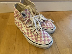 Pink Checkered Vans Off The Wall High Top Size UK 6 39 USW 7.5 Skate Shoes - Picture 1 of 13