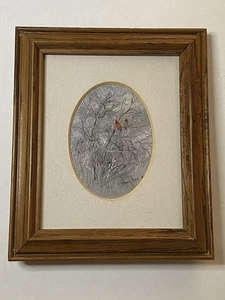 Mini pintura al óleo firmada por el artista de Texas Ron Vaughan 5”x 5” paisaje cardinal - Imagen 1 de 11