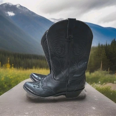 Botas de Vaquero de Cuero Durango para Hombres Talla 10M Negras Western Rockabilly Tareas Exterior Foto 1 de 4