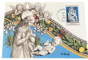 (1985) THE MADONNA AND CHILD OCTOBER 30,  FDC ( MAXIMUM CARD) - Picture 1 of 2