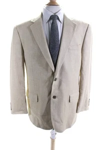 Patrick James Mens Wool Buttoned Darted Collared Blazer Jacket Beige Size EUR42 - Picture 1 of 9