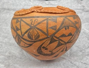 Vintage Native American Painted Redware Pottery 8” Wide Bowl Olla Jemez? ACOMA? - Picture 1 of 8