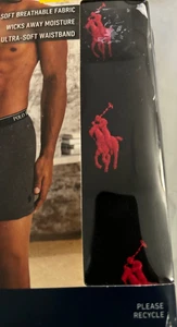 Polo Ralph Lauren Boxer Briefs Mens M Red Black Moisture Wicking 3-Pack NEW - Picture 1 of 6