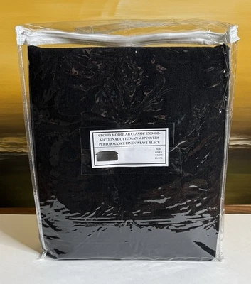 Restoration Hardware Cloud Modular Classic Ottoman SLIPCOVER Perf Lin Wve Black - Image 1 of 4