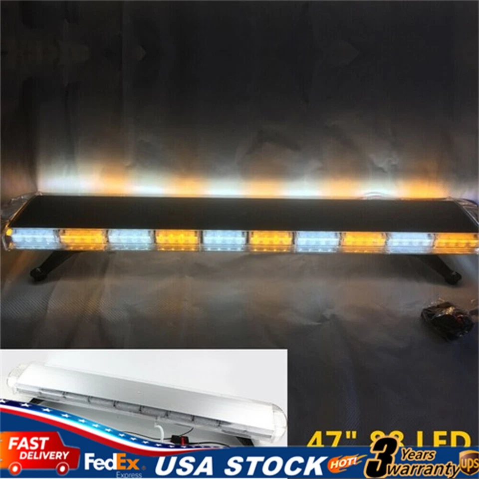 47" Bar Emergency Warning Tow Truck Response LED Amber White Strobe Light - Image 1 of 4
